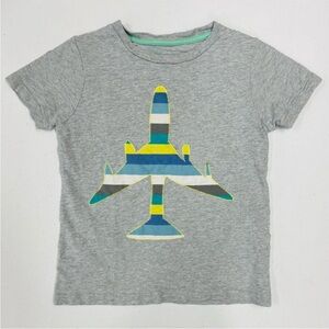 Mini Boden Airplane Tee Boys 5-6 Y Vehicle Applique Stripes Slub Knit T-Shirt